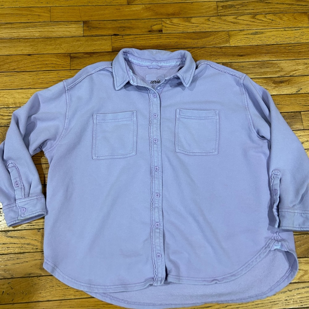 Aerie Small Lilac Oversized Button Down Shacket